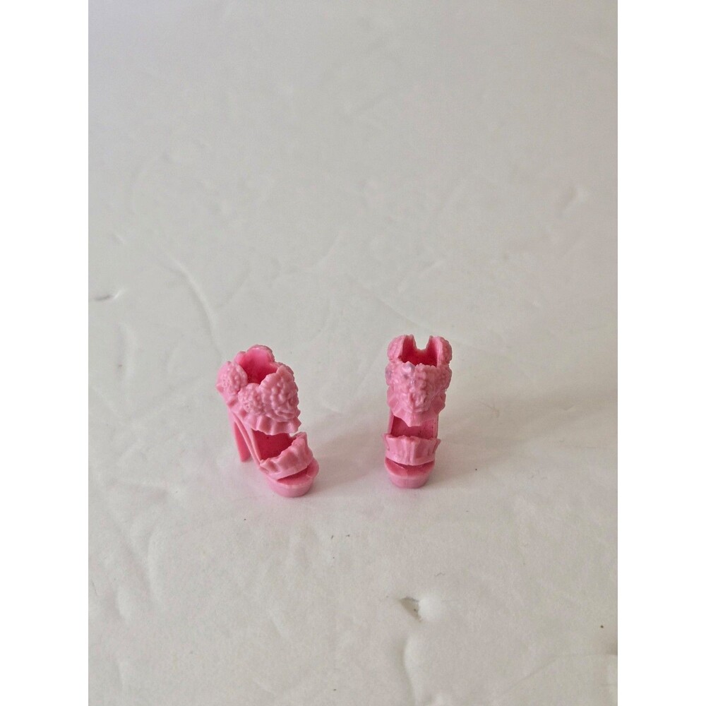 Barbie Pink High Heel Platform Floral Ankle Strap Doll Shoes Flowers